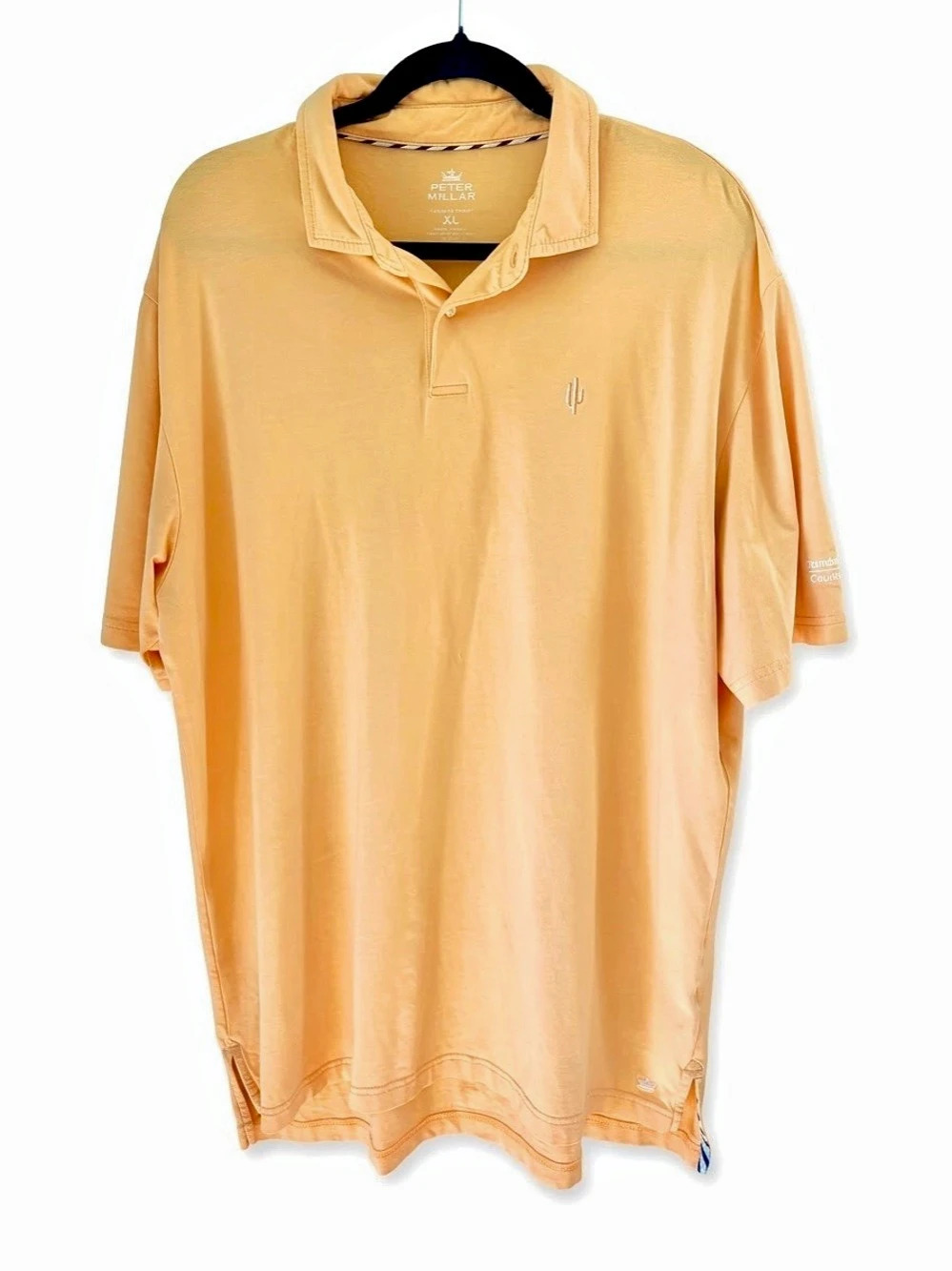 Peter Millar Seaside Wash Peach Golf Polo Cactus Embroidery Men's Orange XL